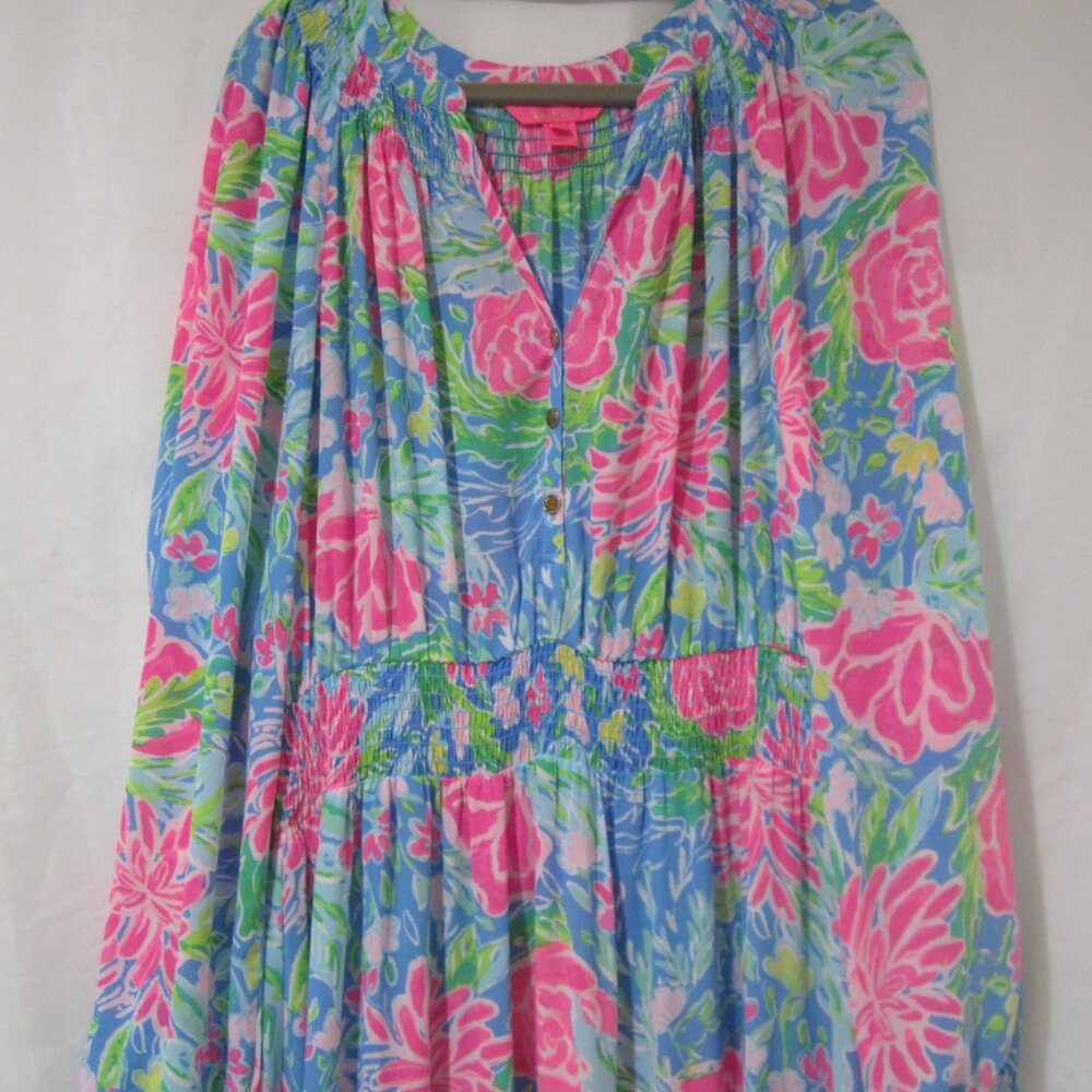 Lilly Pulitzer XL Pauline Maxi Dress Blue Bunny Business - Picture 3 of 9